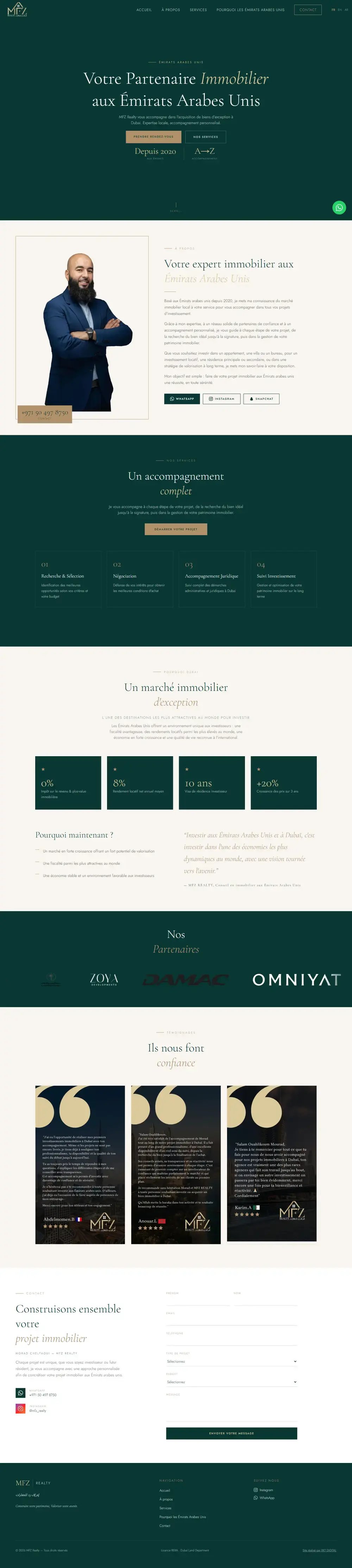 Capture d'écran du site MFZ Realty (Agence immobilière · Dubaï)